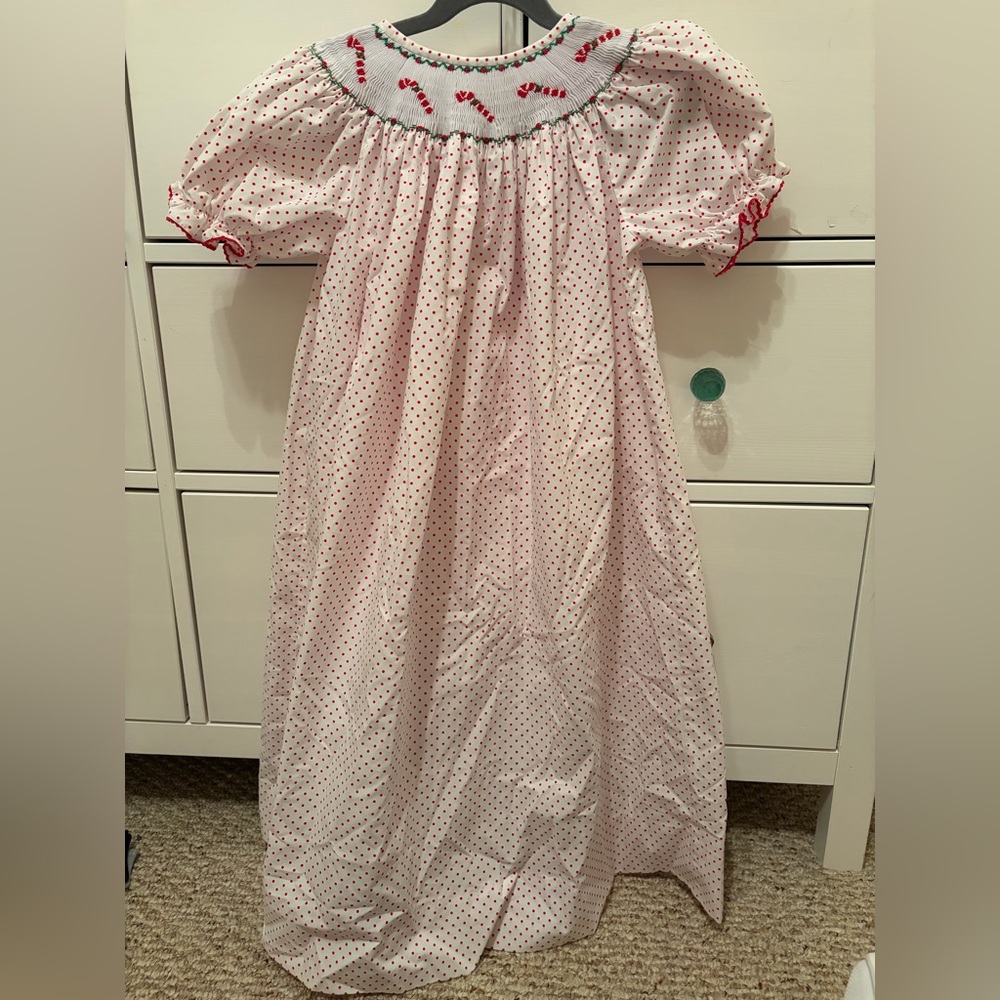 Amanda Remembered Homemade Children’s Clothing Candy Canes Smocked Dress Size 6